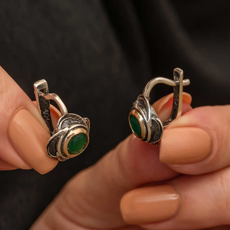 Gümüş Çiçek Desenli Otantik Kadın Küpe SL9799