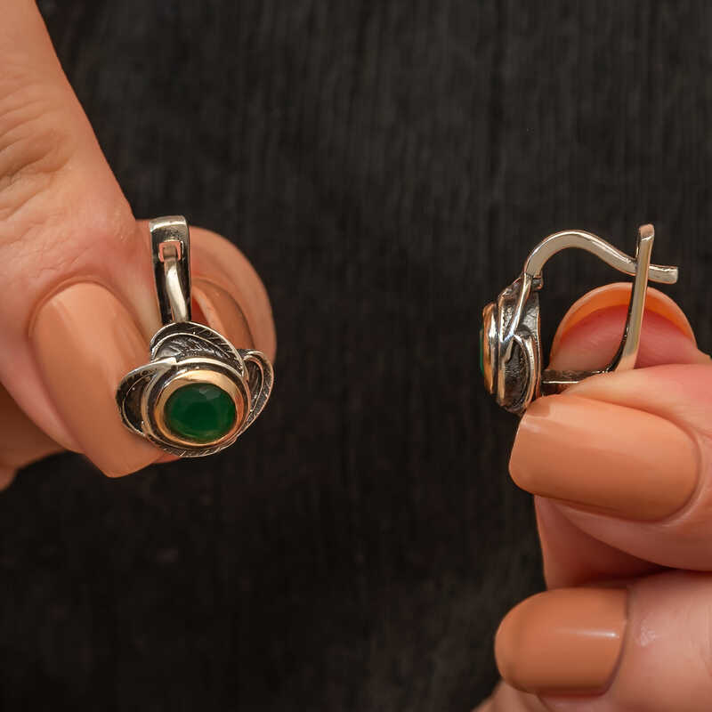 Gümüş Çiçek Desenli Otantik Kadın Küpe SL9799