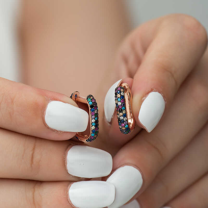 Gümüş Çift Taraflı Mix Taşlı J Bayan Küpe SL7233 Gümüş Çift Taraflı Mix Taşlı J Bayan Küpe SL7233