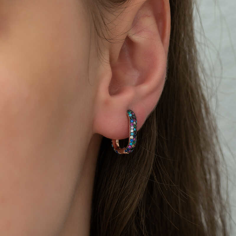 Gümüş Çift Taraflı Mix Taşlı J Bayan Küpe SL7233 Gümüş Çift Taraflı Mix Taşlı J Bayan Küpe SL7233