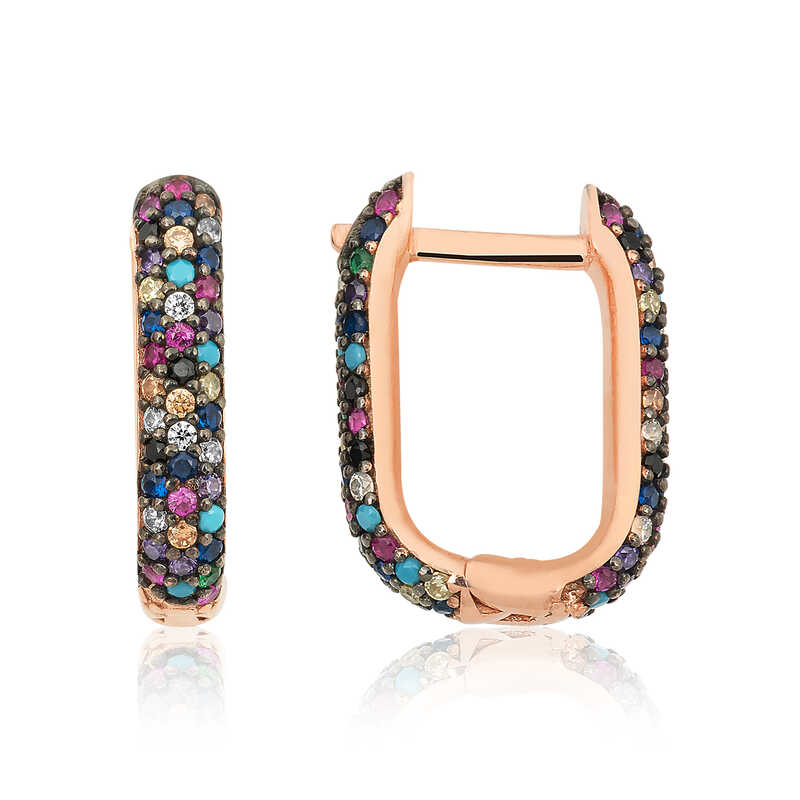 Gümüş Çift Taraflı Mix Taşlı J Bayan Küpe SL7233 Gümüş Çift Taraflı Mix Taşlı J Bayan Küpe SL7233