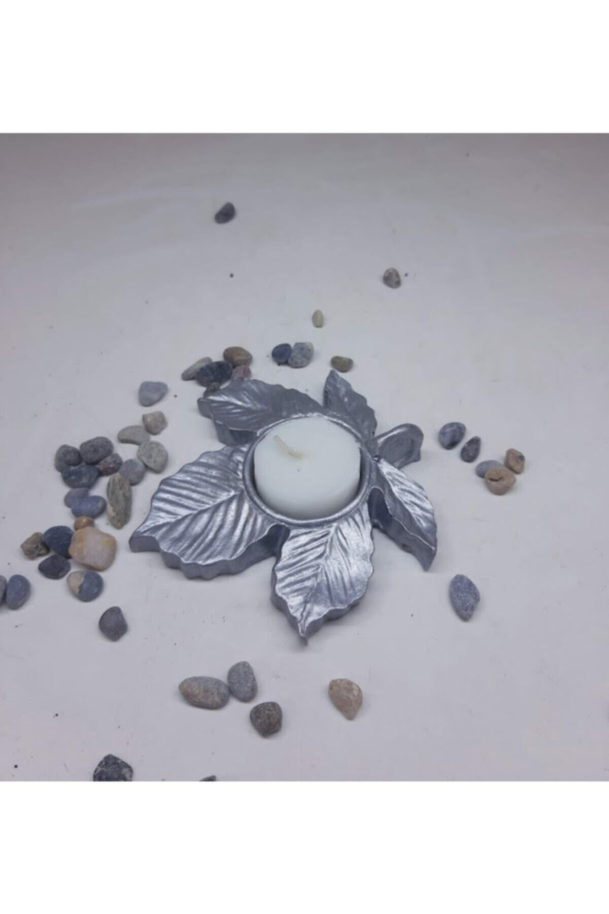Dodemert Home Gümüş Çinar Yaprak Beton Mumluk