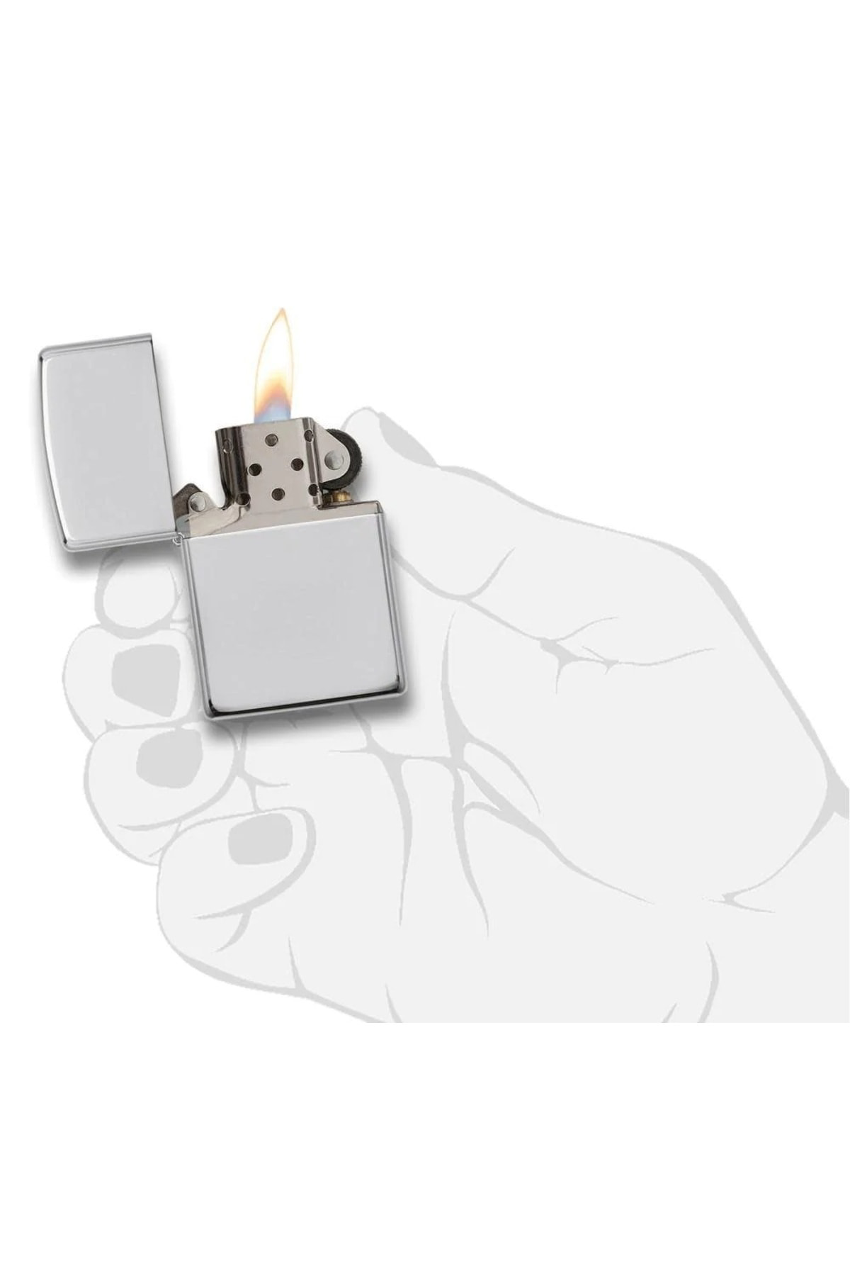 Gümüş Doldurulabilir Benzinli Çakmak