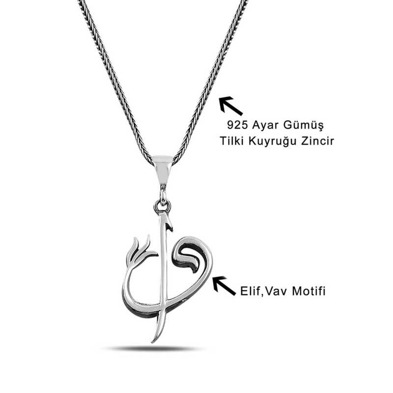 ​Gümüş Elif Vav Yazılı Kolye SL4224