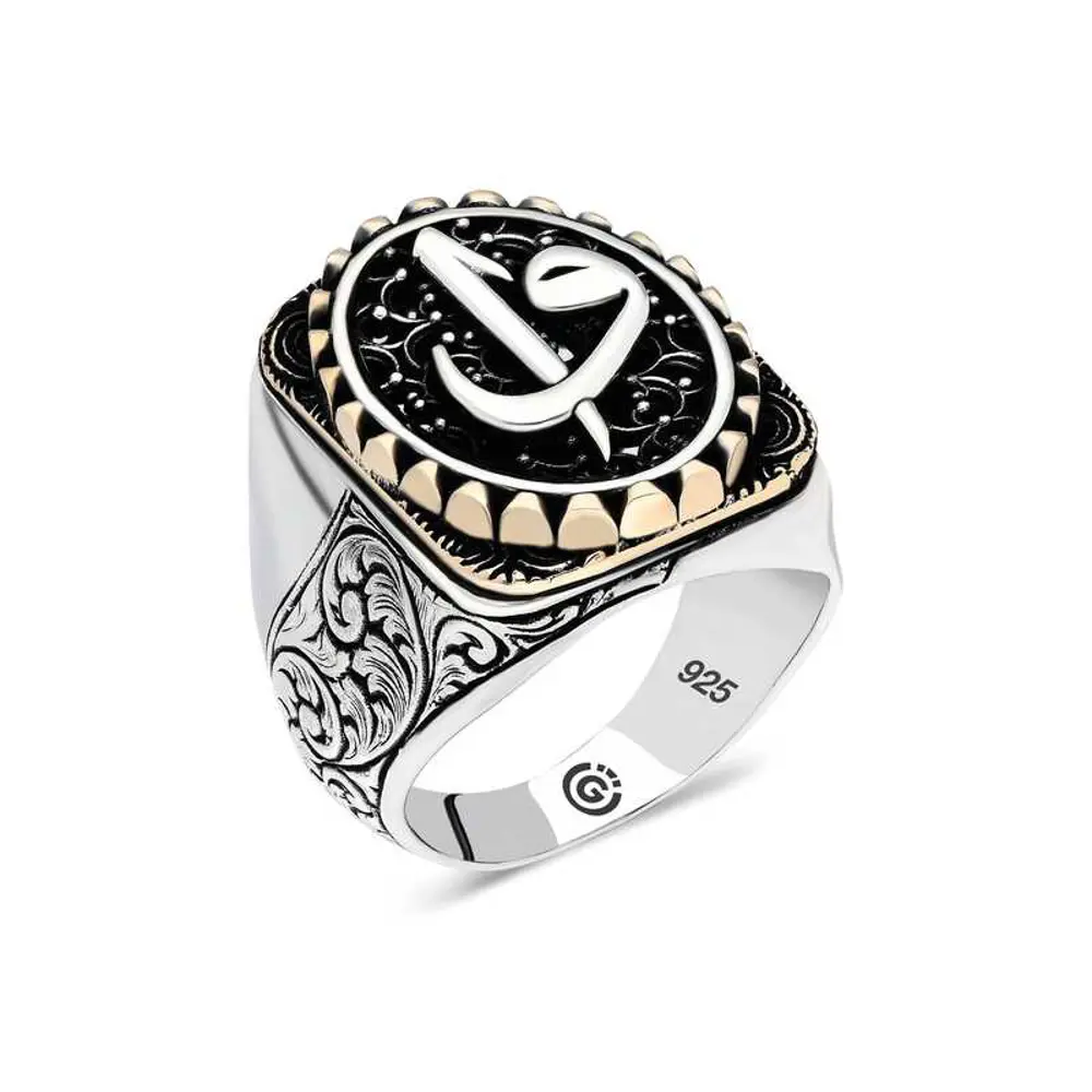 Gümüş Elif Vav Oval Erkek Yüzük SL4597 Gümüş Elif Vav Oval Erkek Yüzük SL4597