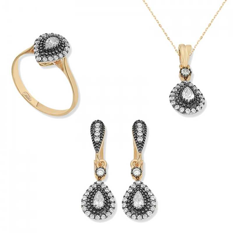 Stillove Gümüş Elmas Montür Damla Bayan Set Sl2266