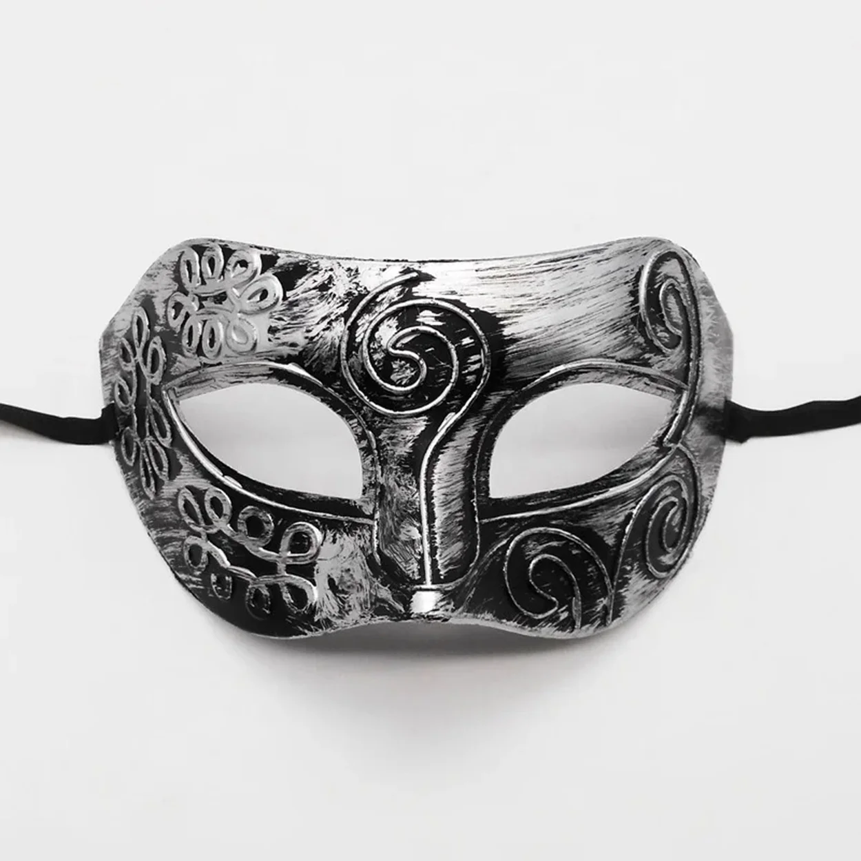 Gümüş Eskitme Yüz Maskesi - Maskeli Balo & Venedik Tarzı Kostüm Maske