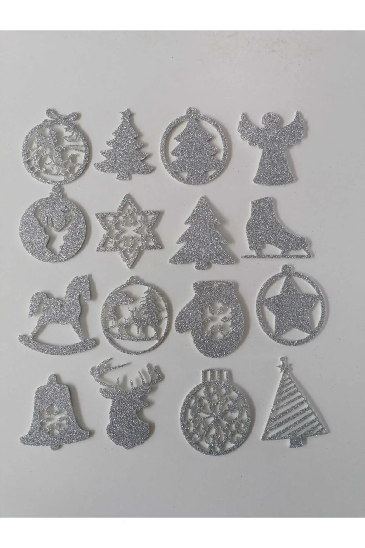 Gümüş Eva Yılbaşı Ağacı Süsü 7,5x7,5 cm 16 Lı