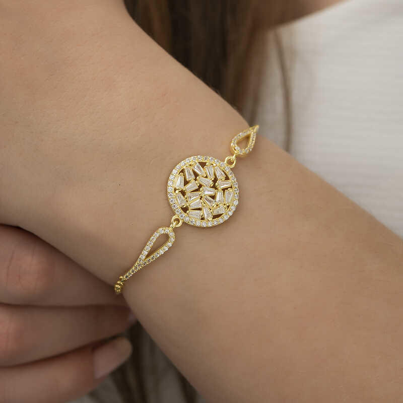 Gümüş Gold Baget Taşlı Bileklik SL3842 Gümüş Gold Baget Taşlı Bileklik SL3842