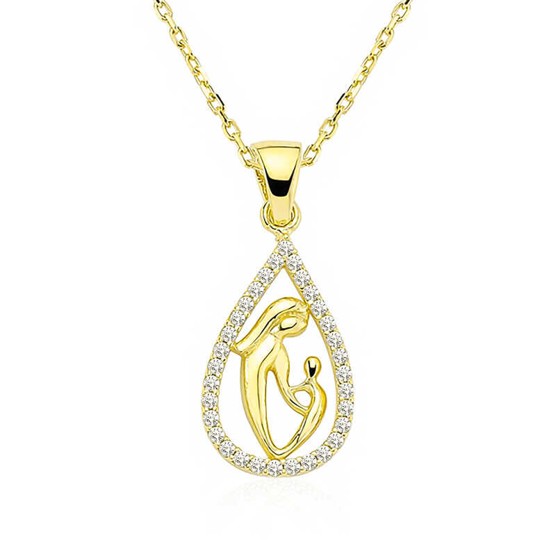 Gümüş Gold Damla Anne Çocuk Kolyesi SL4919 Gümüş Gold Damla Anne Çocuk Kolyesi SL4919