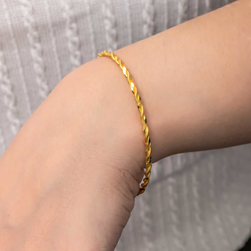 Stillove Gümüş Gold İkili Burgu Kadin Bilezik  Sl8020