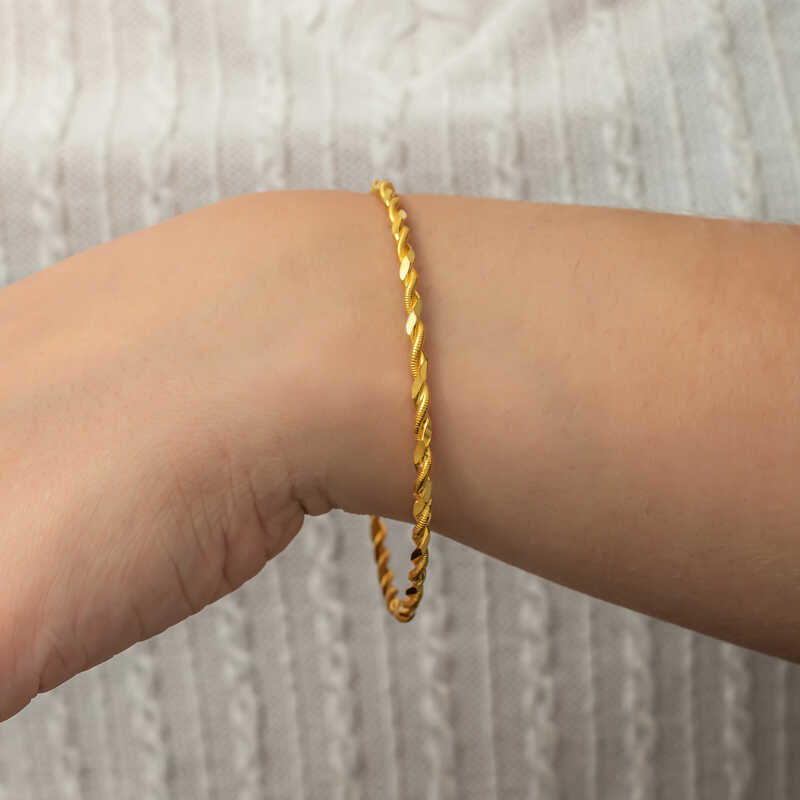 Stillove Gümüş Gold İkili Burgu Kadin Bilezik  Sl8020