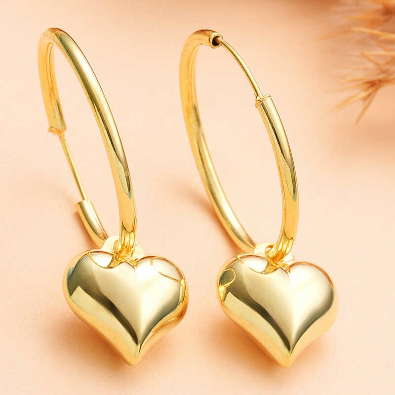 Gümüş Gold Kalp Sallantılı Kadın Küpe  SL6026