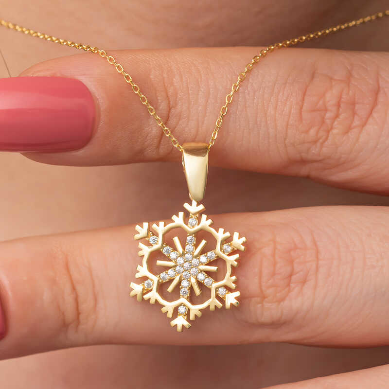 Gümüş Gold Kar Tanesi Kadın Kolye  SL7281