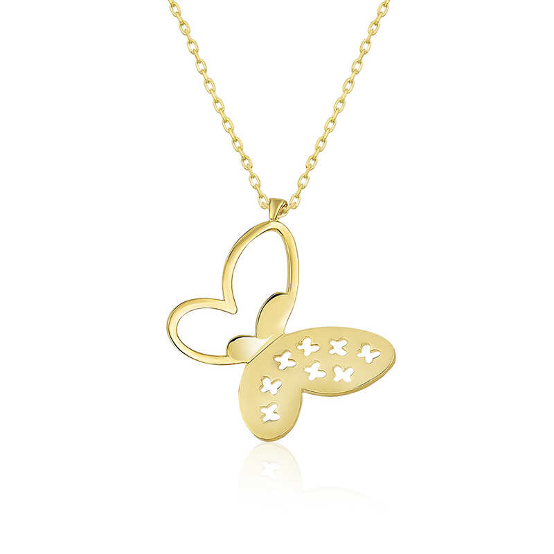Gümüş Gold Kelebek Bayan Kolye SL3625 Gümüş Gold Kelebek Bayan Kolye SL3625