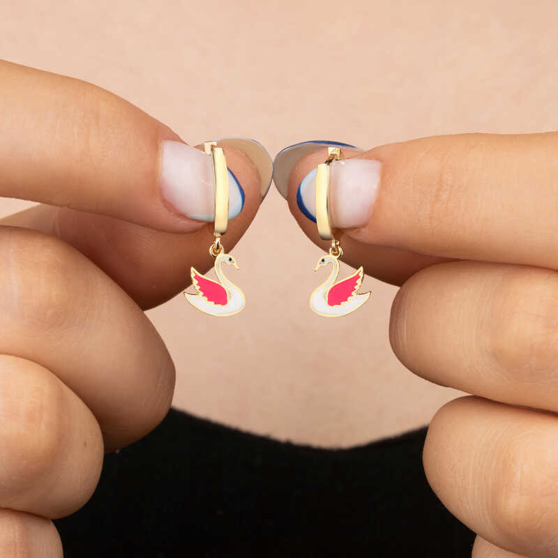 Stillove Gümüş Gold Kuğu Sallantılı Kadın Küpe Sl5464 Stillove Gümüş Gold Kuğu Sallantılı Kadın Küpe Sl5464