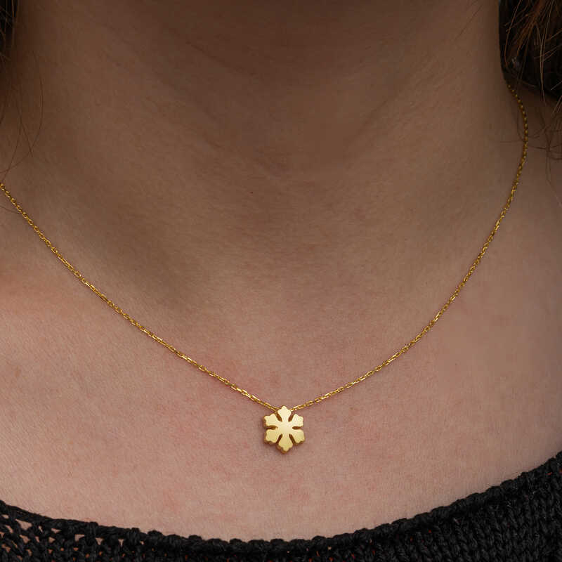 Stillove Gümüş Gold Minimal Kar Tanesi Kadın Kolye Sl7052 Stillove Gümüş Gold Minimal Kar Tanesi Kadın Kolye Sl7052