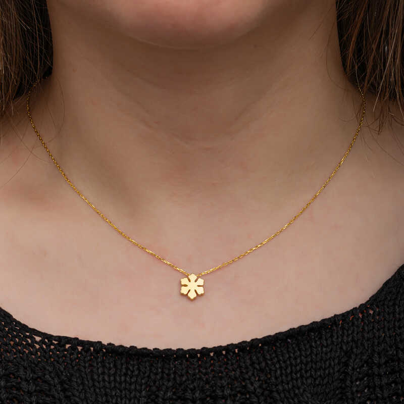 Stillove Gümüş Gold Minimal Kar Tanesi Kadın Kolye Sl7052 Stillove Gümüş Gold Minimal Kar Tanesi Kadın Kolye Sl7052