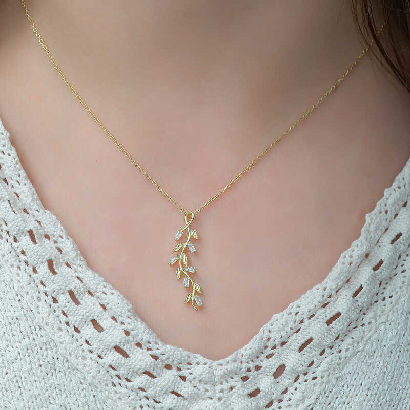 Gümüş Gold Sarmaşık Bayan Kolye SL3627 Gümüş Gold Sarmaşık Bayan Kolye SL3627