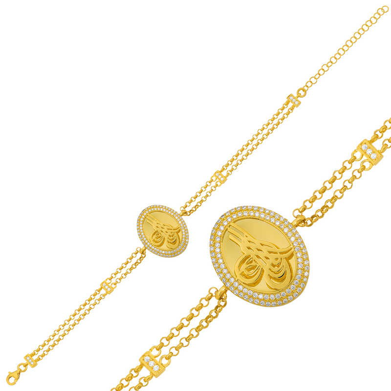 Gümüş Gold Tuğralı Bayan Bileklik SL1392