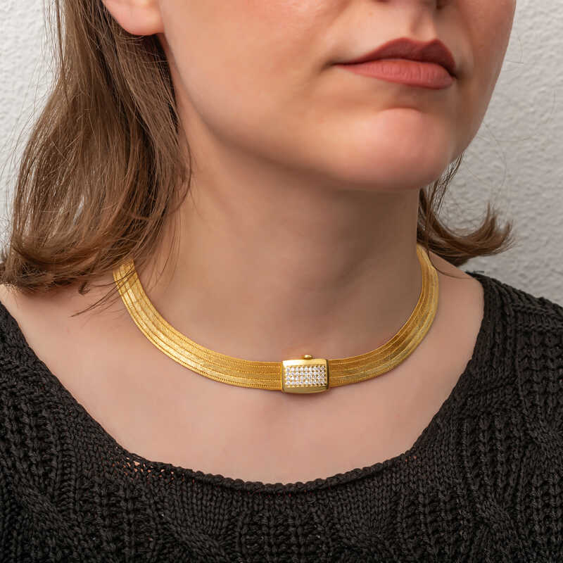 Stillove Gümüş Gold Zirkon Taşlı Trabzon Hasır Kadın Kolye Sl7299 Stillove Gümüş Gold Zirkon Taşlı Trabzon Hasır Kadın Kolye Sl7299