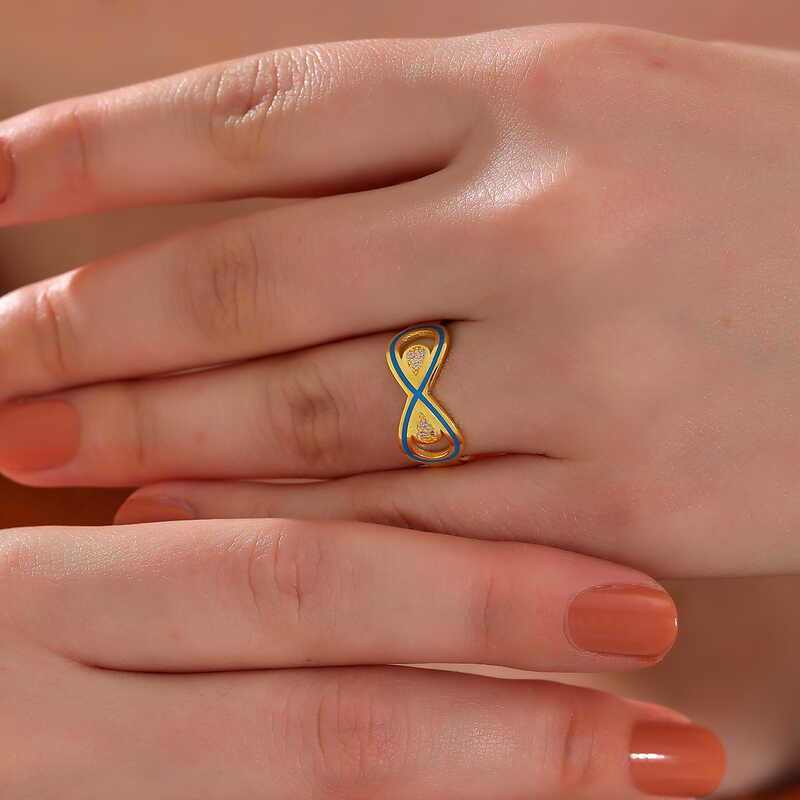 Stillove Gümüş Gold Zirkon Taşlı Sonsuzluk Kadın Yüzük Sl6184 Stillove Gümüş Gold Zirkon Taşlı Sonsuzluk Kadın Yüzük Sl6184