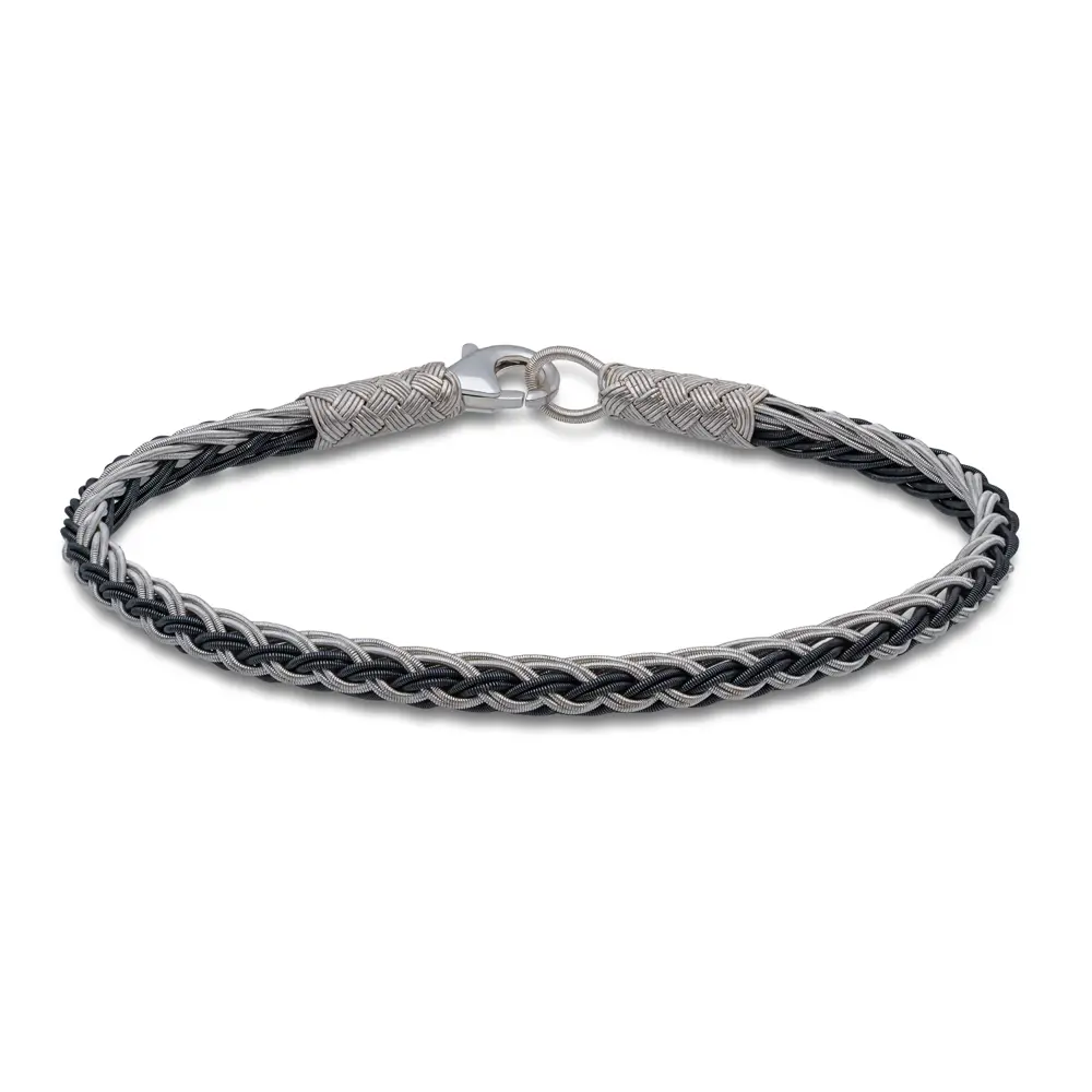 Gümüş İkili Örgü Kazaziye Bileklik