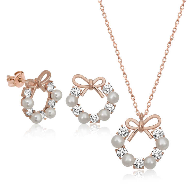 Gümüş İnci Kurdele Kadın Set SL4649