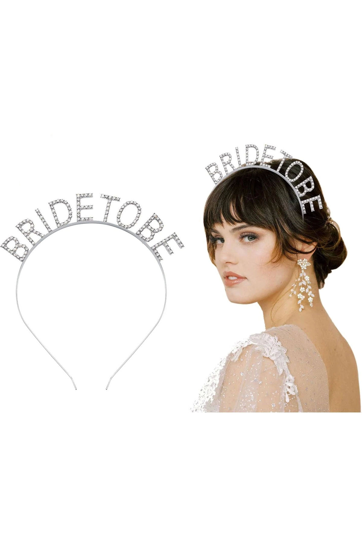 Mcem Store Gümüş Kaplama Kristal Taşlı Bride To Be Gelin Tacı 16X17 Cm