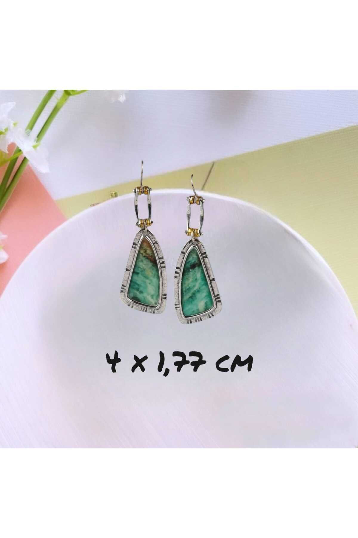 Dodemert Home Gümüş Kaplama Turkuaz Taş Küpe