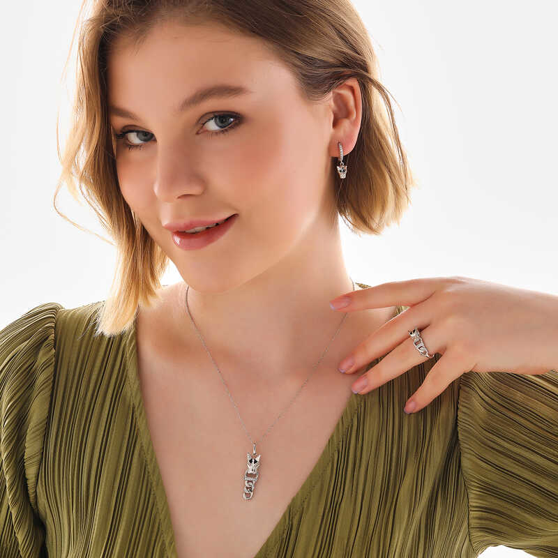 Stillove Gümüş Kaplan Figürlü Kadın Set Sl6036 Stillove Gümüş Kaplan Figürlü Kadın Set Sl6036