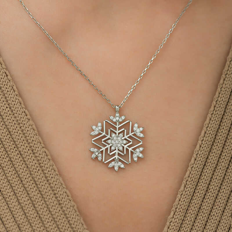 Gümüş Kar Tanesi Kolye SL1394