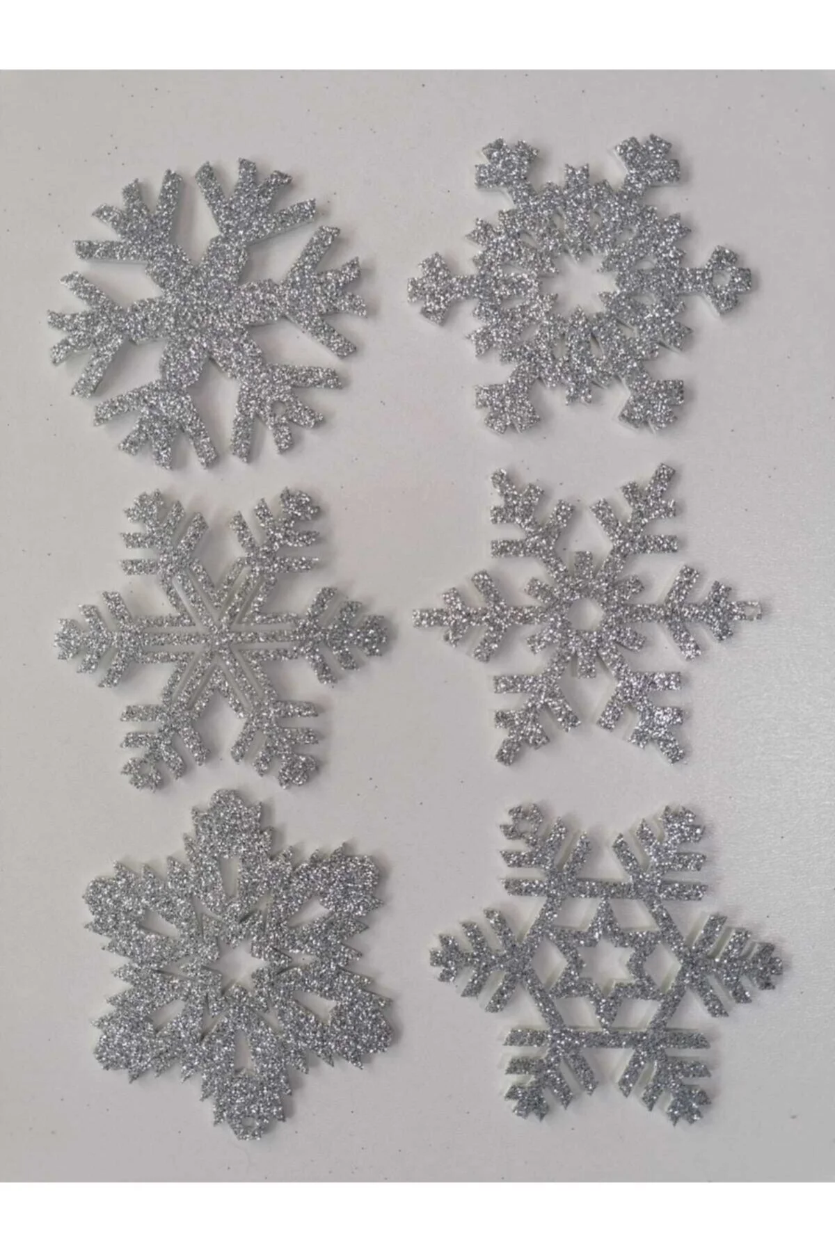 Gümüş Kar Tanesi Simli Eva Ağaç Ve Hediye Süsü 8x8cm 6lı