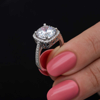 Gümüş Kare Montür Tek Taş Kadın Yüzük  SL6876