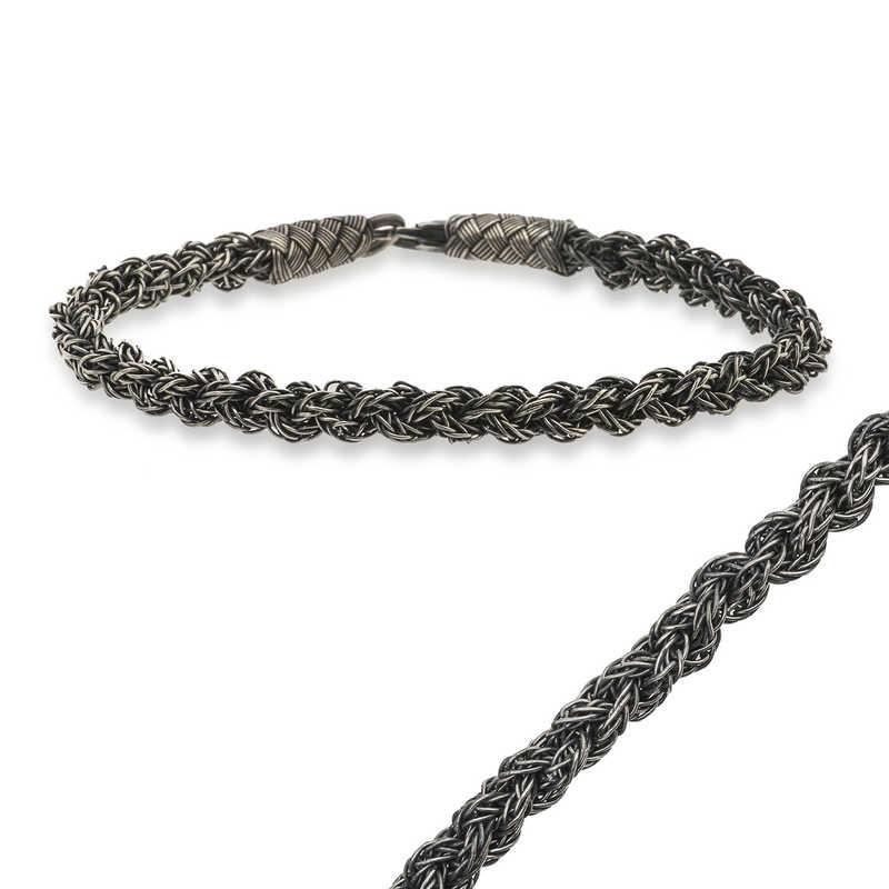 Gümüş Kazaziye Örgü Bileklik  SL1409