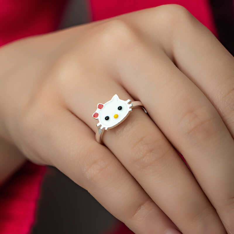 Stillove Gümüş Kedi Çocuk Kız Yüzük  Sl5762