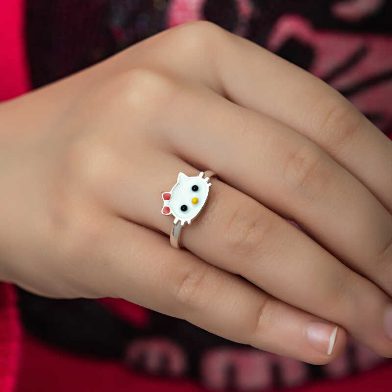 Stillove Gümüş Kedi Çocuk Kız Yüzük  Sl5762
