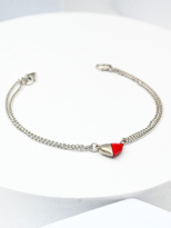 Tükkan Accessories Gümüş-Kirmizi Miknatisli Kalp Sevgili Çift Kolye-Bileklik71