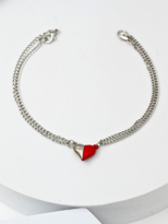 Tükkan Accessories Gümüş-Kirmizi Miknatisli Kalp Sevgili Çift Kolye-Bileklik71