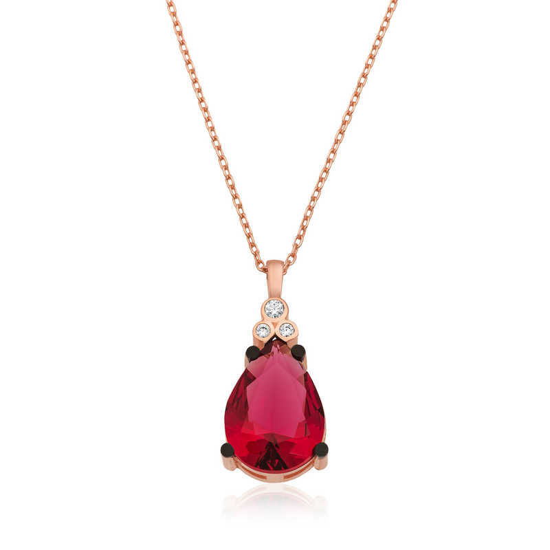 Gümüş Kırmızı Topaz Damla Kolye SL2055 Gümüş Kırmızı Topaz Damla Kolye SL2055