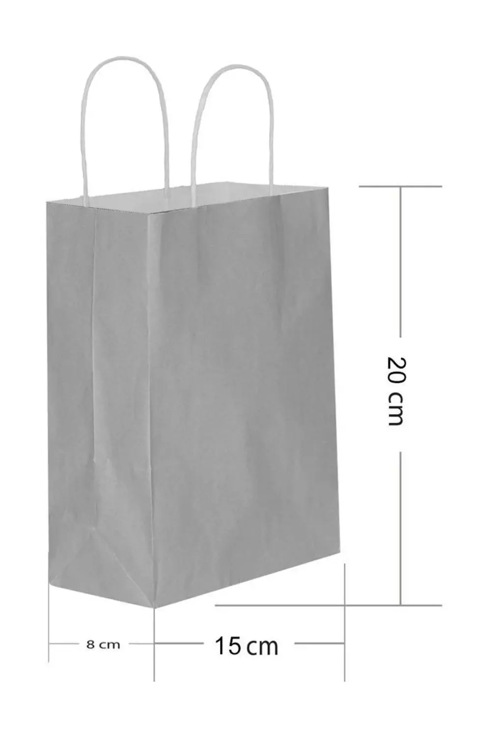 Gümüş Kraft Hediye Çantası 15x8x20cm 25'li