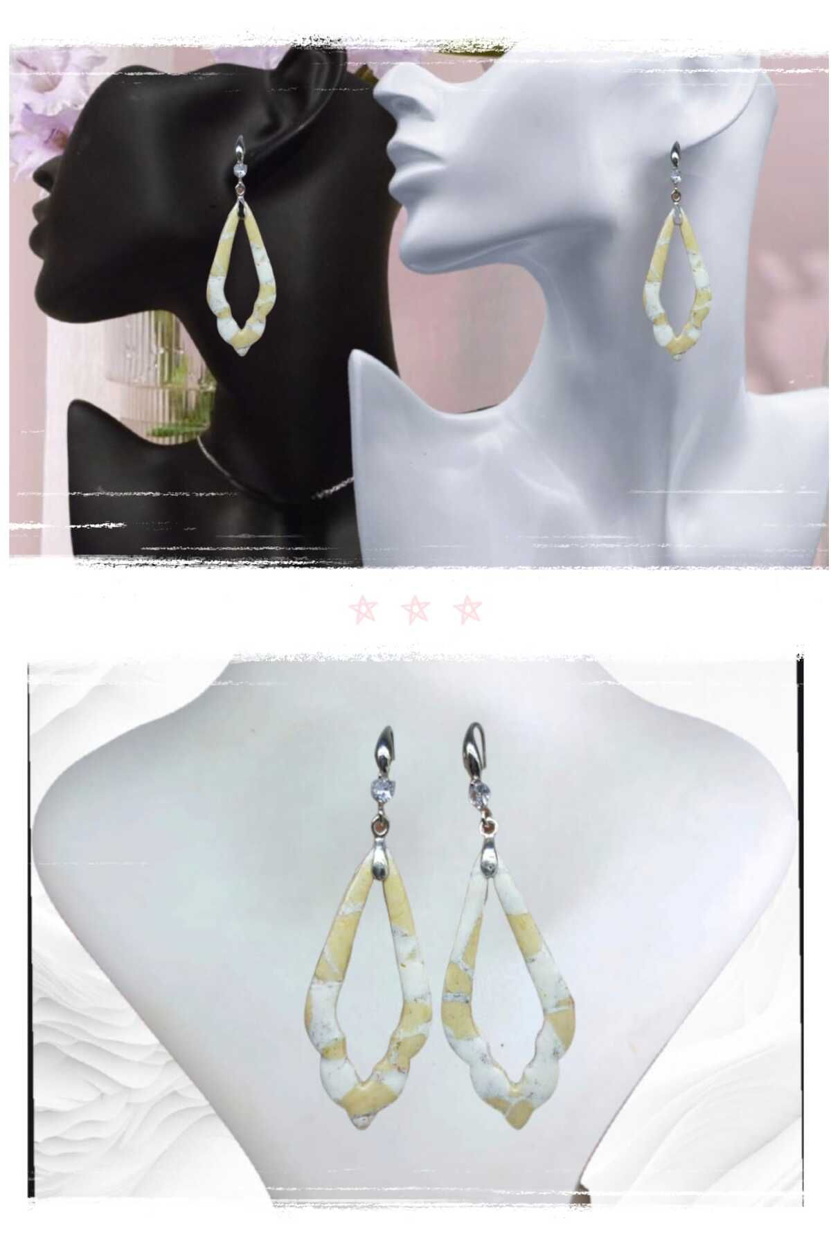 Dodemert Home Gümüş Krem Sonbahar Polimerkil Tasarim Küpe