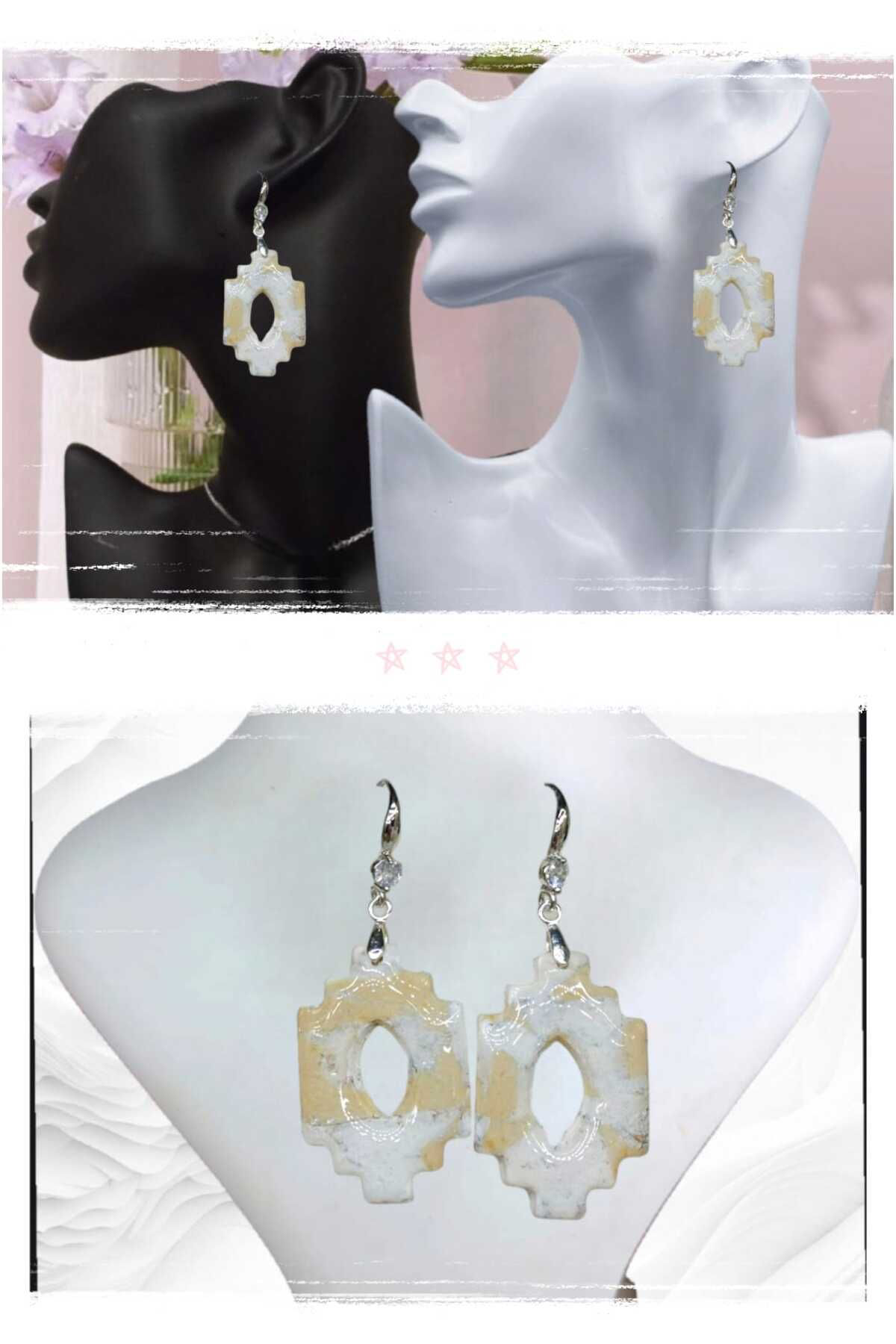 Dodemert Home Gümüş Krem Sonbahar Polimer Kil & Epoksi Tasarim Küpe