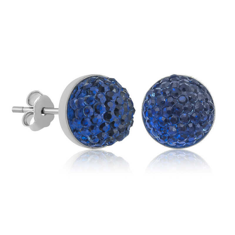 Gümüş Kristal Mavi Çivili Küpe SL2092