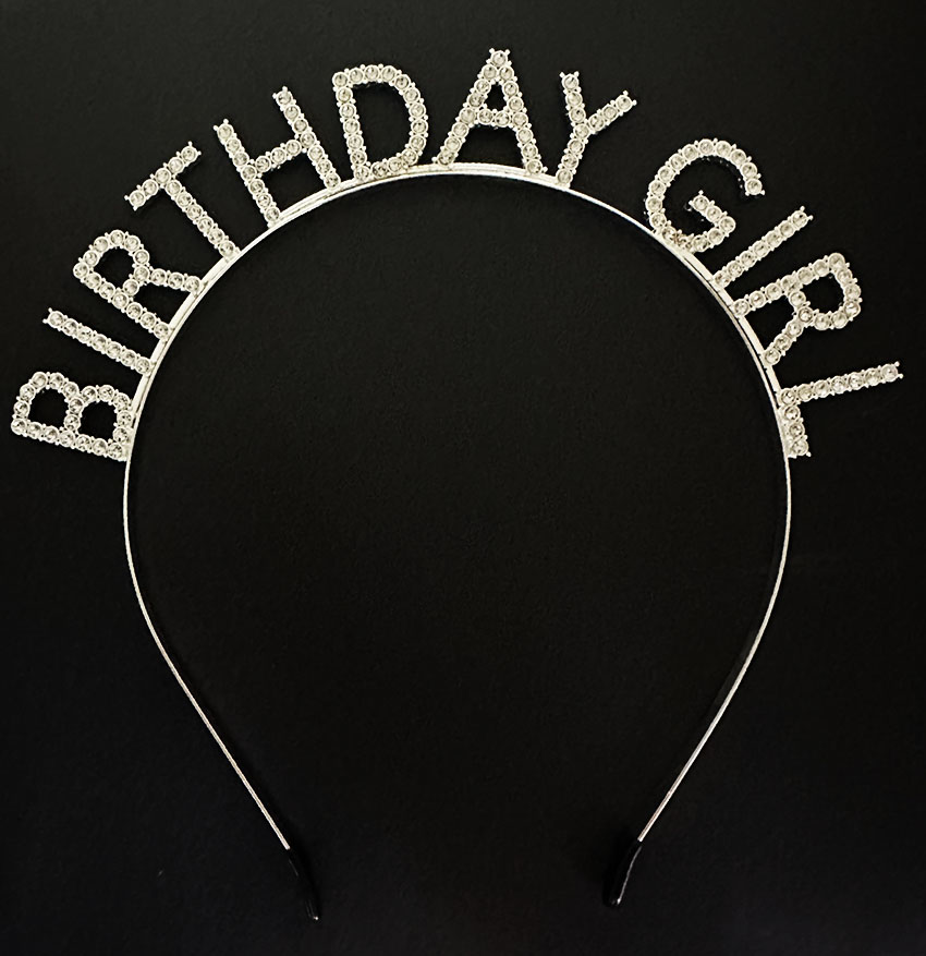 Gümüş Kristal Taşlı Birthday Girl Doğum Günü Tacı İthal Ürün 17x1