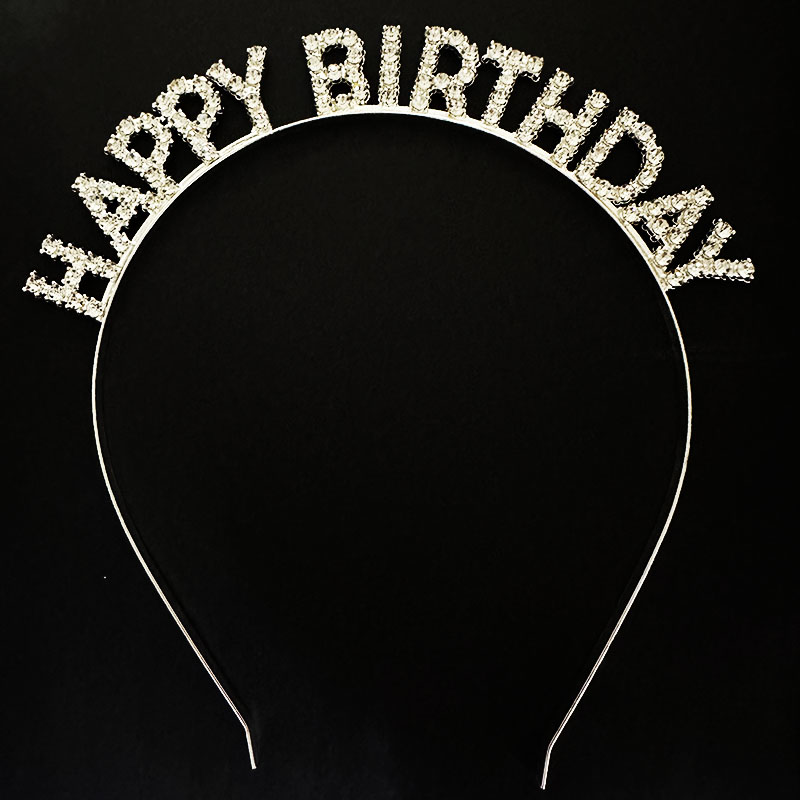 Gümüş Kristal Taşlı Happy Birthday Doğum Günü Tacı İthal Ürün 17x
