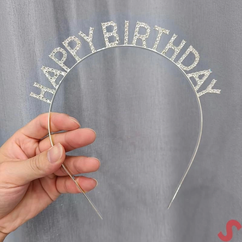 Gümüş Kristal Taşlı Happy Birthday Doğum Günü Tacı İthal Ürün A K