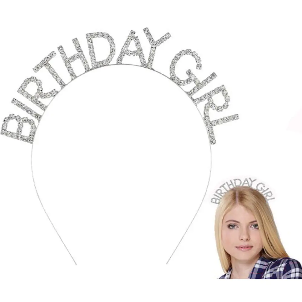 Gümüş Kristal Taşlı Birthday Girl Doğum Günü Tacı İthal Ürün A Ka