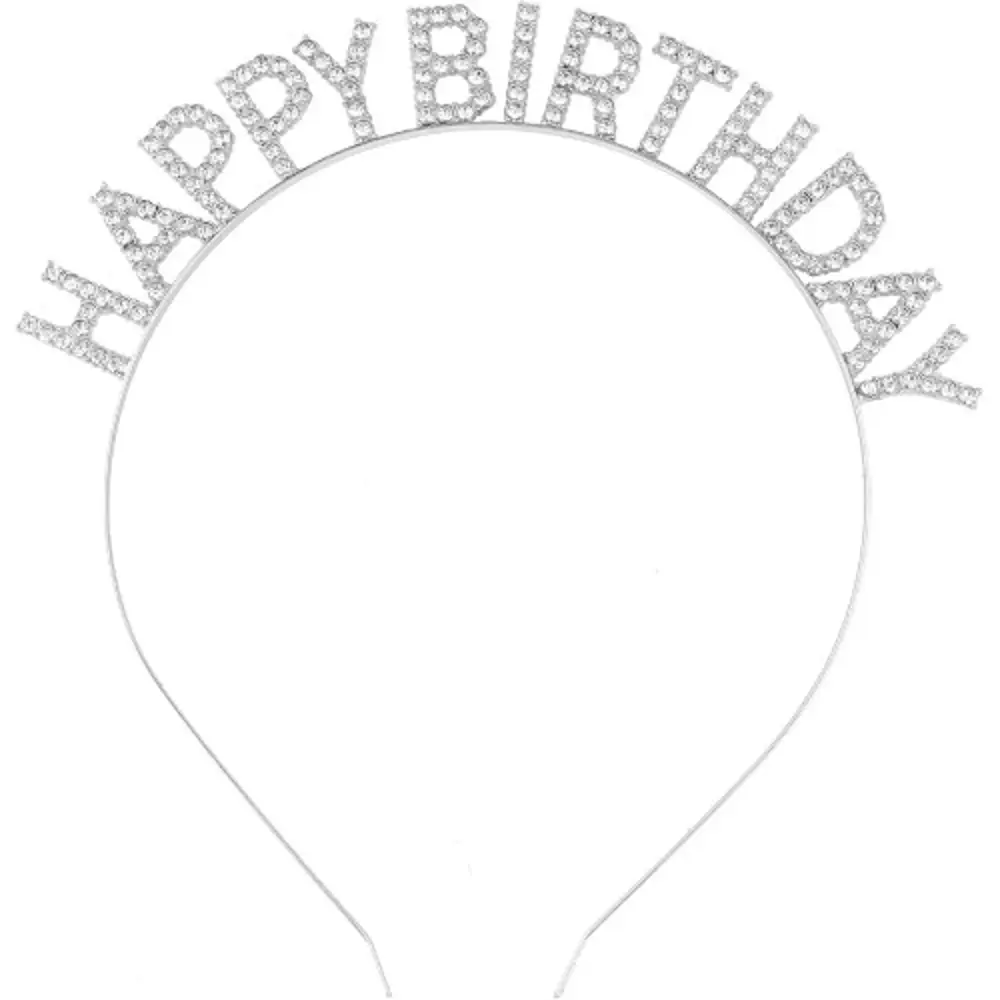 Gümüş Kristal Taşlı Happy Birthday Doğum Günü Tacı İthal Ürün A K
