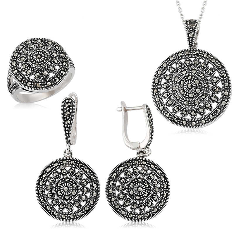 Stillove Gümüş Markazit Yuvarlak Bayan Set Sl2249
